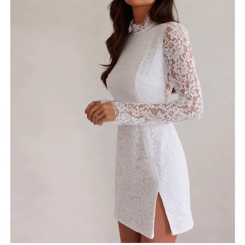 White lace mini dress